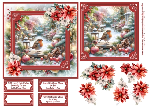Christmas Garden Robin - 6x6 3