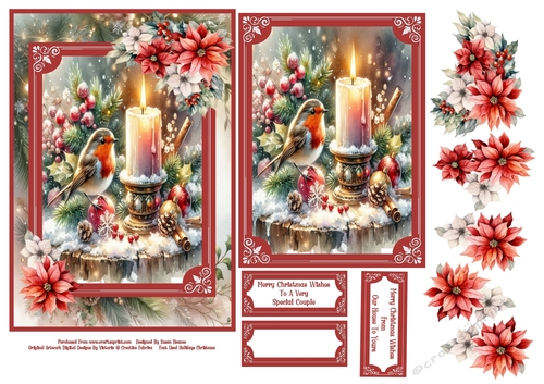 Robin And Candle Light - 5x7 3