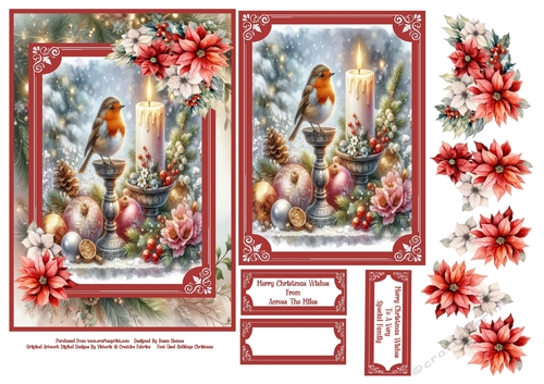 Robin And Candle Light - 5x7 4