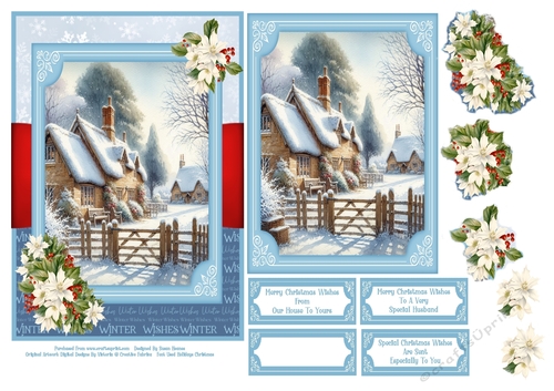 Christmas Country Cottage - 5x7 3