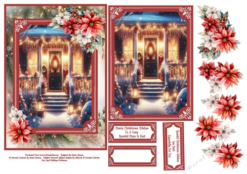 Beautiful Christmas Porch - 5x7
