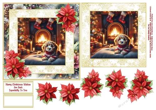 Sweet Little Puppy, Wearing A Christmas Jumper - 6x6 4