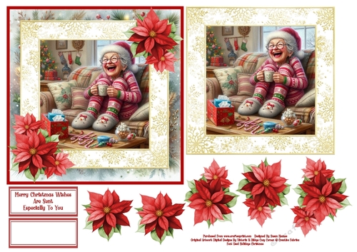 Funny Grandma In Her Christmas PJamas - 6x6