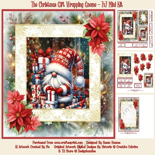 The Christmas Gift Wrapping Gnome - 7x7 Mini Kit