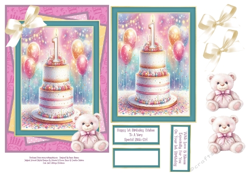 Happy 1st Birthday Little Girl - 5x7