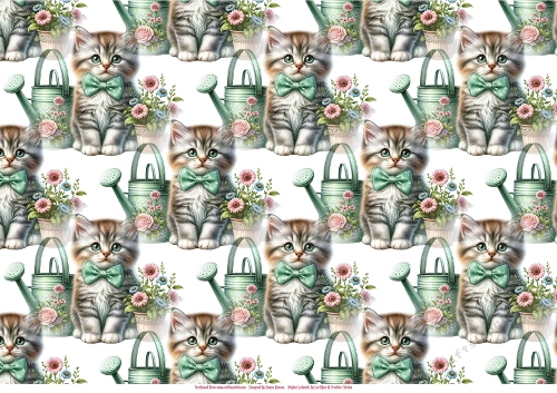 Sweet Little Kitten, Watering Can & Flower Pot - Paper