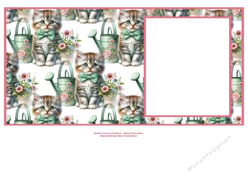 Sweet Little Kitten, Watering Can & Flower Pot - 6x6 Insert