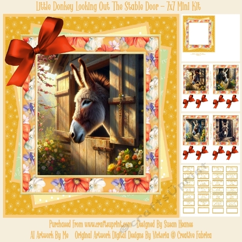 Little Donkey Looking Out The Stable Door - 7x7 Mini Kit