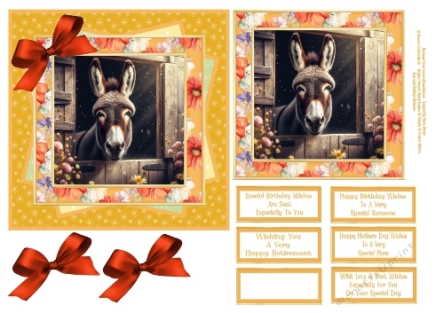 Little Donkey Looking Out The Stable Door - 6x6 2