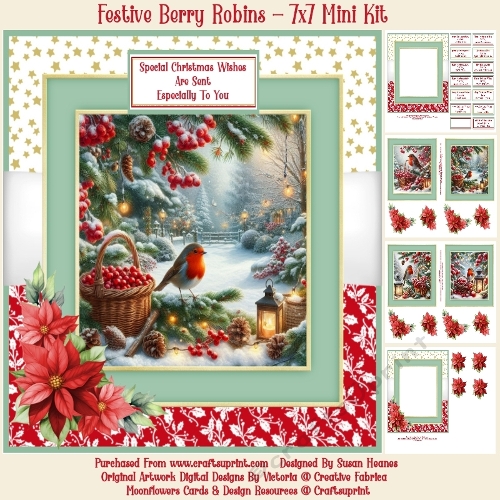 Festive Berry Robins - 7x7 Mini Kit