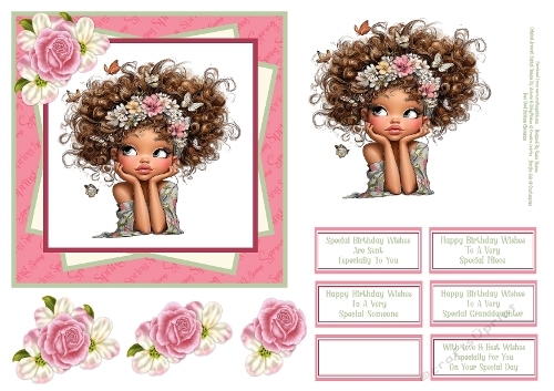 Whimsical Spring Girls - 6x6 2