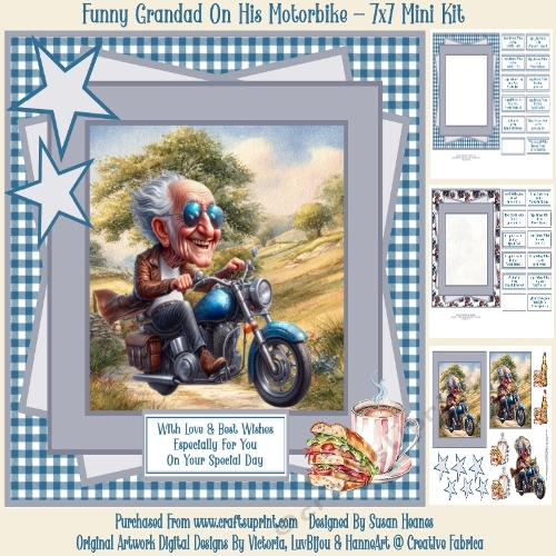 Funny Grandad On His Motorbike - 7x7 Mini Kit