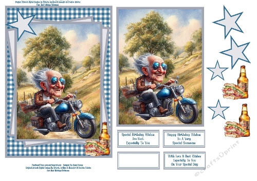 Funny Grandad On His Motorbike - 5x7