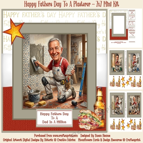 Happy Fathers Day To A Plasterer - 7x7 Mini Kit
