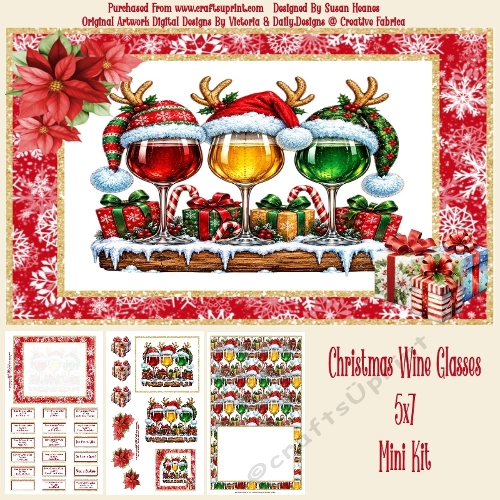Christmas Wine Glasses - 5x7 Mini Kit