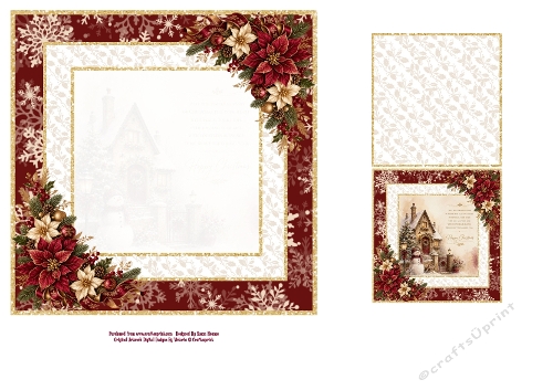 Burgandy Snowman - 7x7 Insert & Gift Tag