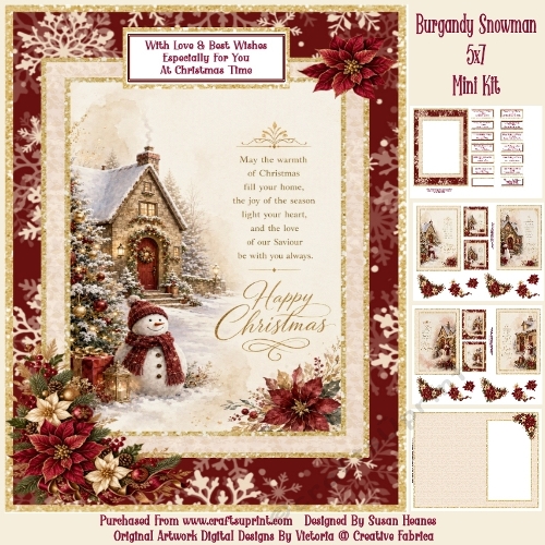 Burgandy Snowman - 5x7 Mini Kit