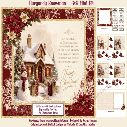Burgandy Snowman - 6x6 Mini Kit