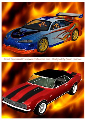 Firery Nascar and Fire Red Fast Car