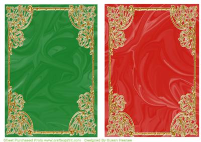 Christmas Green and Red Silk Card Fronts