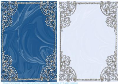 Dark Blue and Ice Blue Silk Card Fronts