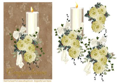 Cream Candle and Roses