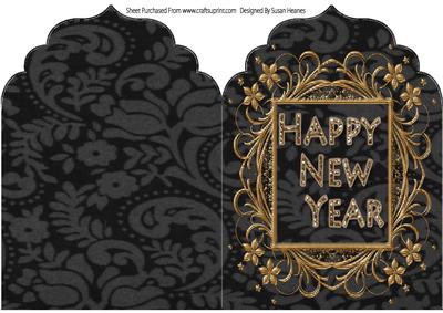 Black and Copper Happy New Year Elegant Top