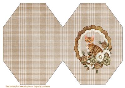 Tabby Kitten and Flower Ring Octagon Card