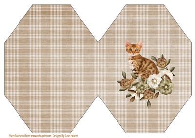 Tabby Kitten and Flowers Octagon Card