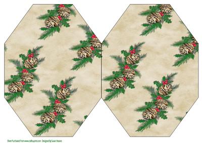 Christmas Fir Cones Octagon Card Base