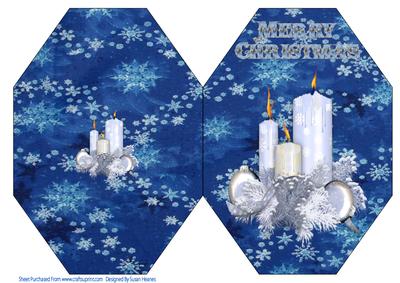 Ice Blue Christmas Candles Octagon Card