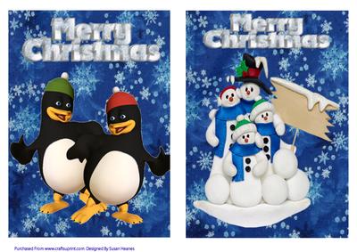 Winter Snowmen and Dancing Penguins Toppers