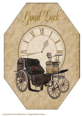 A4 Steam Punk Travel Octagon Card Front 3