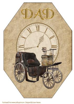 A4 Steam Punk Travel Octagon Card Front 4