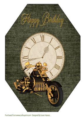 A4 Steam Punk Vehicle Octagon Card Front