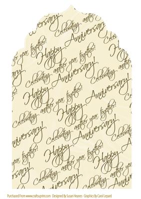 Cream with Gold Text Anniversary Elegant Top Card Front