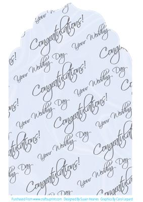 Ice Blue with Silver Text Wedding Elegant Top Card Front