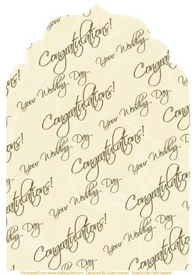 Cream with Gold Text Wedding Elegant Top Card Front