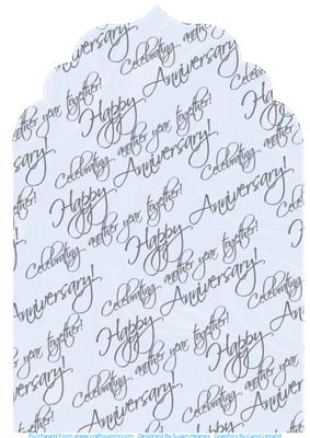 Ice Blue with Silver Text Anniversary Elegant Top Card Front
