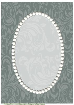 Dark Green Swirls and Pearls Card Front