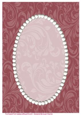 Dark Red Swirls and Pearls Card Front