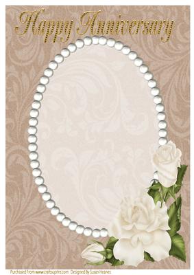 Coffee Swirls,pearls and Ivory Roses Card Front 4