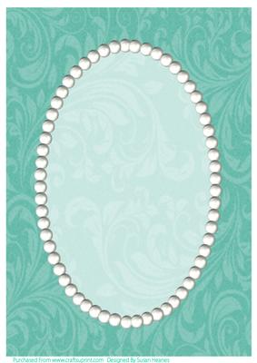 Green Swirls and Pearls Card Front