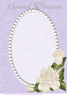 Lilac Swirls, Pearls and Ivory Roses Card Front 3