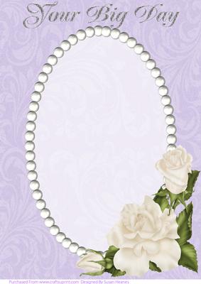 Lilac Swirls, Pearls and Ivory Roses Card Front 4