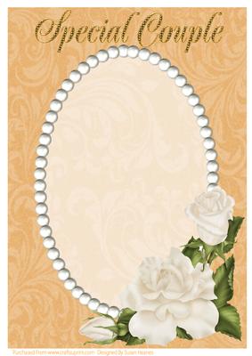 Orange Swirls, Pearls and Ivory Roses Card Front 4