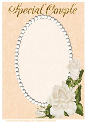 Peach Swirls, Pearls and Ivory Roses Card Front 2