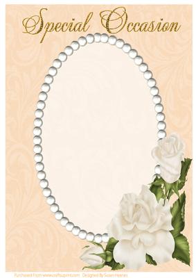 Peach Swirls, Pearls and Ivory Roses Card Front 3