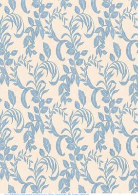 Cream and Blue Floral Paper