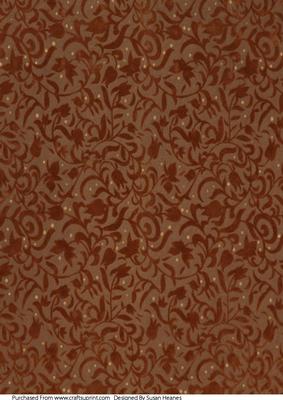 Brown Floral Swirls Paper